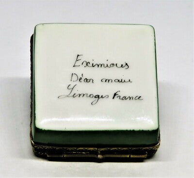 LIMOGES FRANCE BOX - EXIMIOUS - ZEBRA IN THE JUNGLE - LEAF CLASP - FERN INSIDE