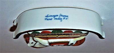 LIMOGES FRANCE BOX -PARRY-VIEILLE- TOY ROCKING HORSE -TOYS- GOLD BELLS & FLOWERS