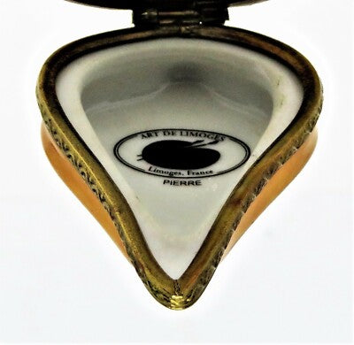 LIMOGES FRANCE BOX ~ CHRISTMAS FIREPLACE BELLOWS ~ TOOLS & BURNING LOGS ~ WINTER