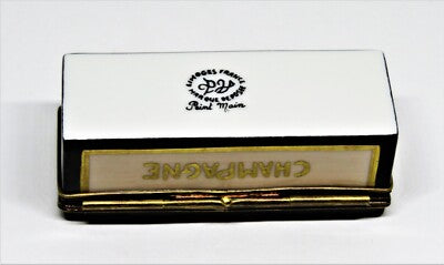 LIMOGES BOX - PARRY-VIEILLE - CRATE & BOTTLE OF BRUT CHAMPAGNE - NEW YEAR'S EVE