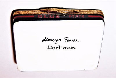 LIMOGES FRANCE BOX ~ BLUE MAN CIGAR BOX ~ 7 CIGARS INSIDE ~ TOBACCO ~ PEINT MAIN