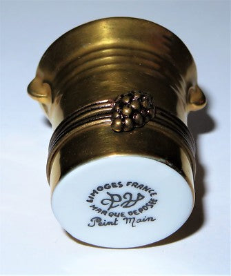 LIMOGES BOX ~ PARRY-VIEILLE ~ GOLD CHAMPAGNE BUCKET & BOTTLE ~ ANNIVERSARY