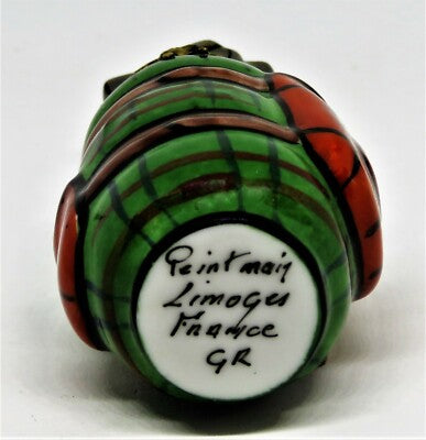 LIMOGES FRANCE BOX ~ GREEN PLAID GOLF BAG & CLUBS ~ PEINT MAIN ~ GERARD RIBIERRE