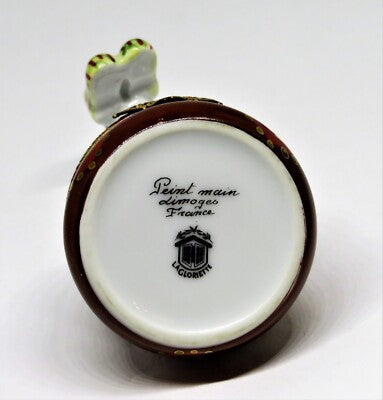 LIMOGES FRANCE BOX - LAGLORIETTE - DALMATIAN DOG & PLAID SLIPPERS - PUPPY