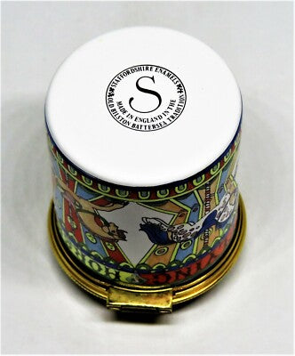 STAFFORDSHIRE ENGLISH ENAMEL BOX - FLYING HORSES CAROUSEL - MERRY-GO-ROUND