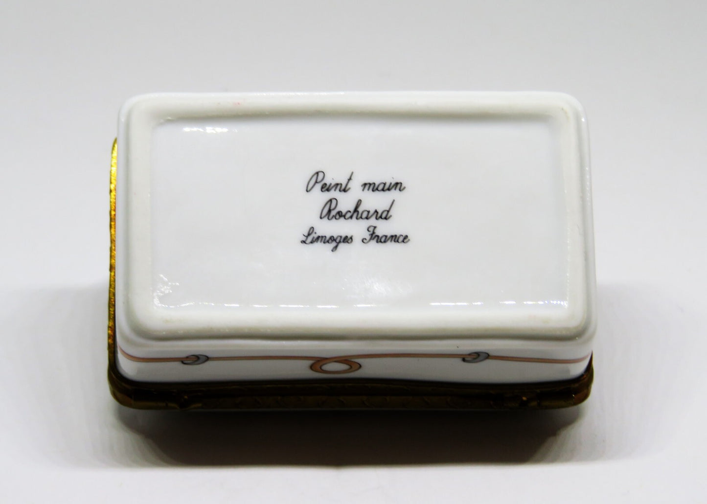 LIMOGES FRANCE BOX - ROCHARD - 3 LITTLE ANGELS - PINK HEARTS - "GOD BLESS YOU!"