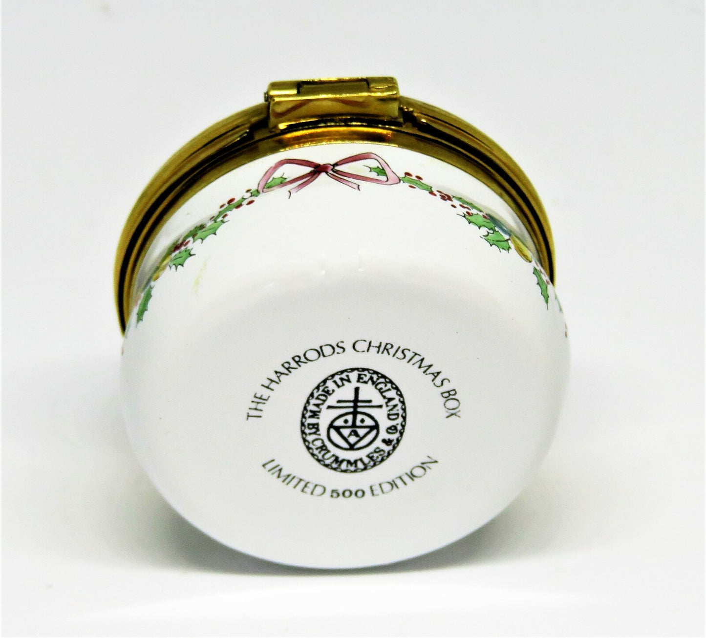 CRUMMLES ENAMEL BOX - HARRODS CHRISTMAS 1987 - VICTORIAN SCENE - GIRLS & SNOWMAN