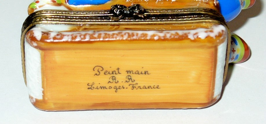 LIMOGES FRANCE BOX - CHILD ON A SLED IN THE SNOW - WINTER ACTIVITIES - SPORTS