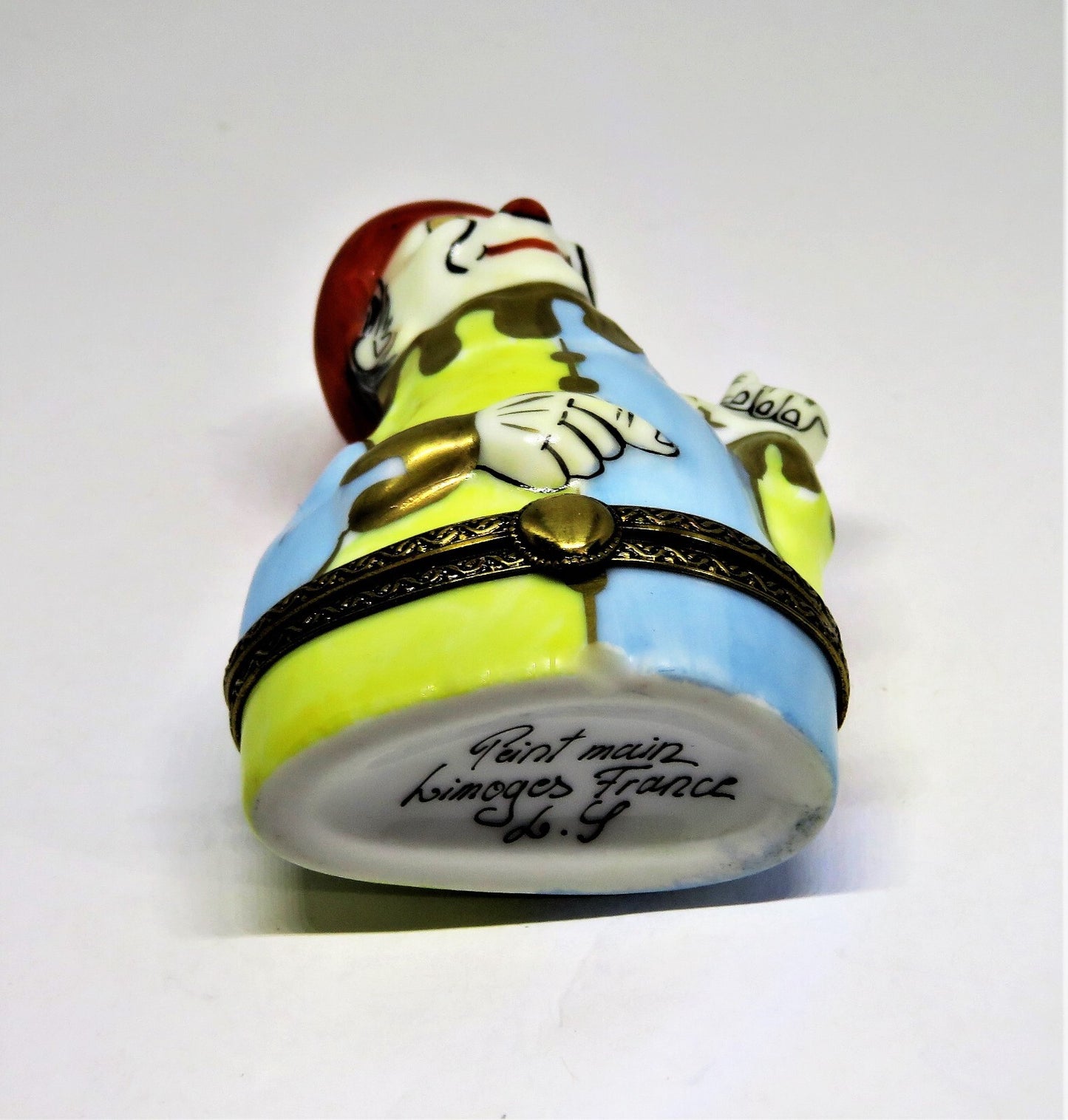 LIMOGES FRANCE BOX ~ WHITE FACED HARLEQUIN CLOWN ~ JESTER ~ MIME ~ PEINT MAIN