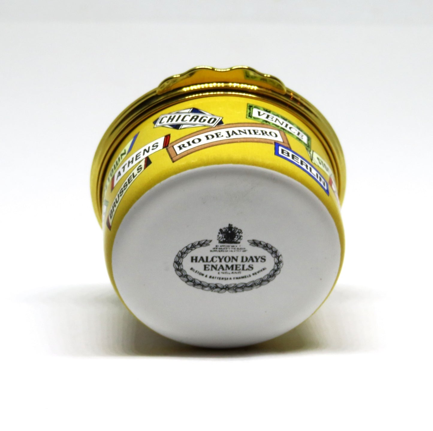 HALCYON DAYS ENAMEL BOX - "NICE TO GO TRAV'LING" - SINATRA SONG - WORLD CITIES