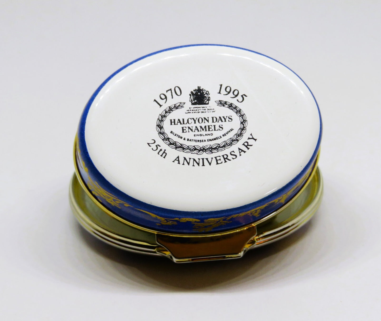 HALCYON DAYS ENGLISH ENAMEL BOX - ANTIQUE LONDON FLORAL - FLOWERS - 18TH CENTURY