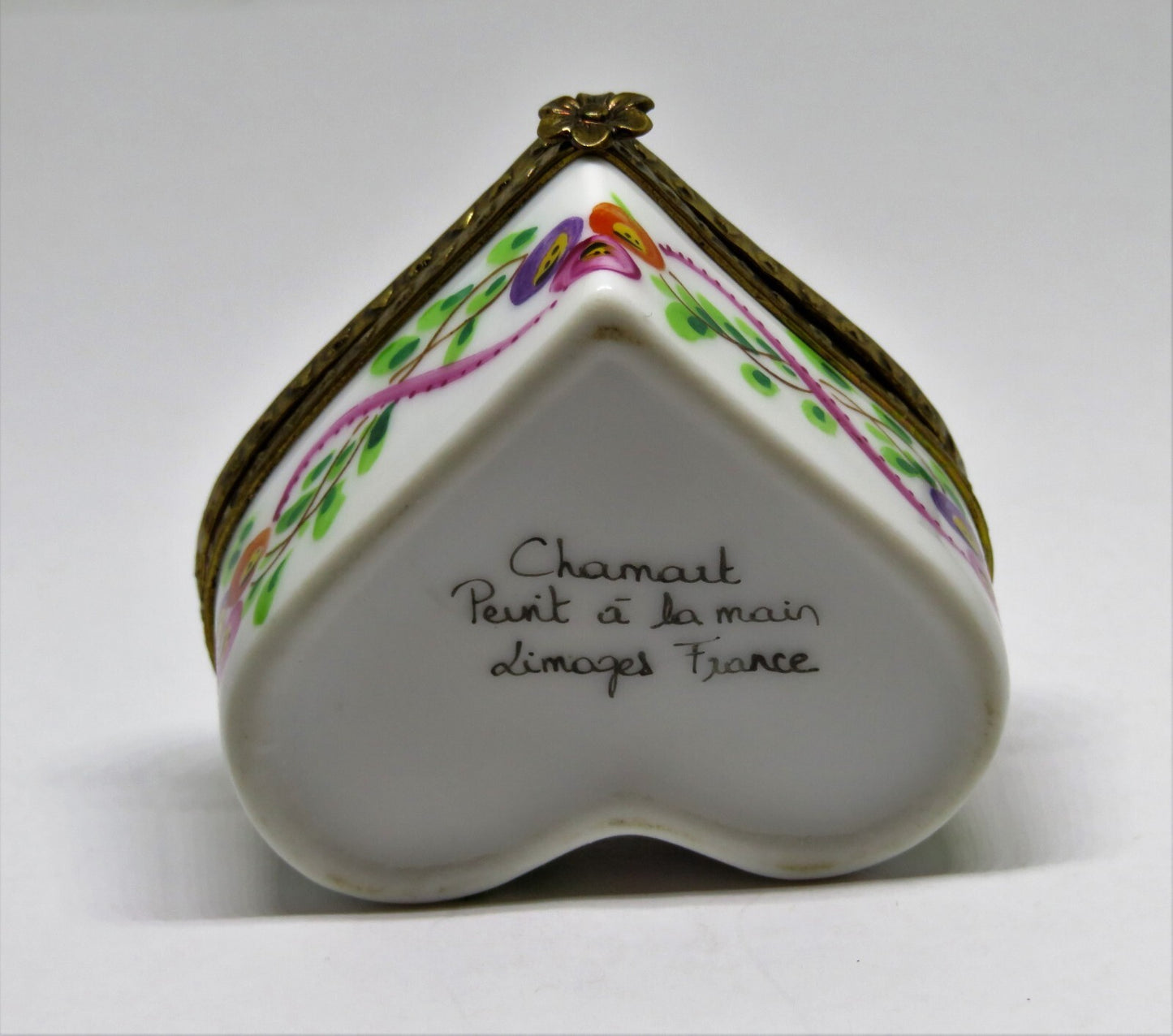 LIMOGES FRANCE BOX - CHAMART - FLORAL HEART - FLOWERS & RIBBONS - NEIMAN MARCUS