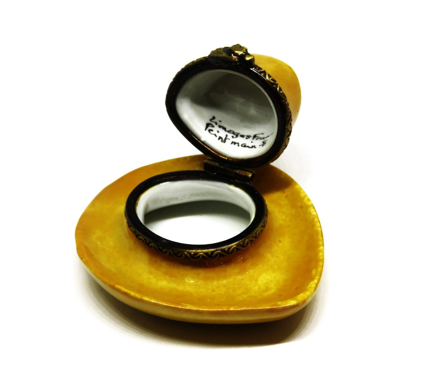 LIMOGES FRANCE BOX - WESTERN COWBOY HAT - TEXAS - HORSE'S HEAD CLASP