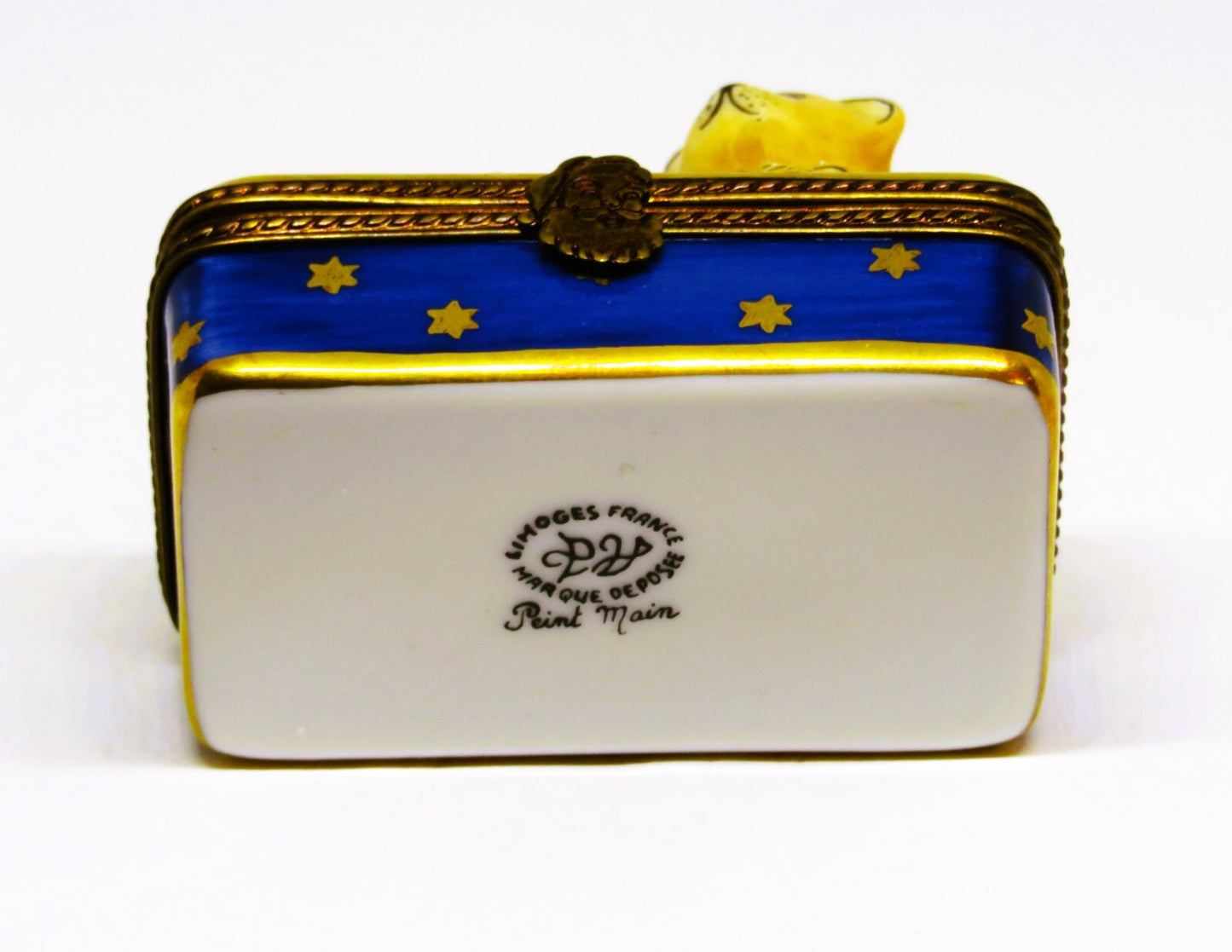 LIMOGES FRANCE BOX -PARRY-VIEILLE- TEDDY BEAR & BOOK OF CHRISTMAS STORIES -STARS