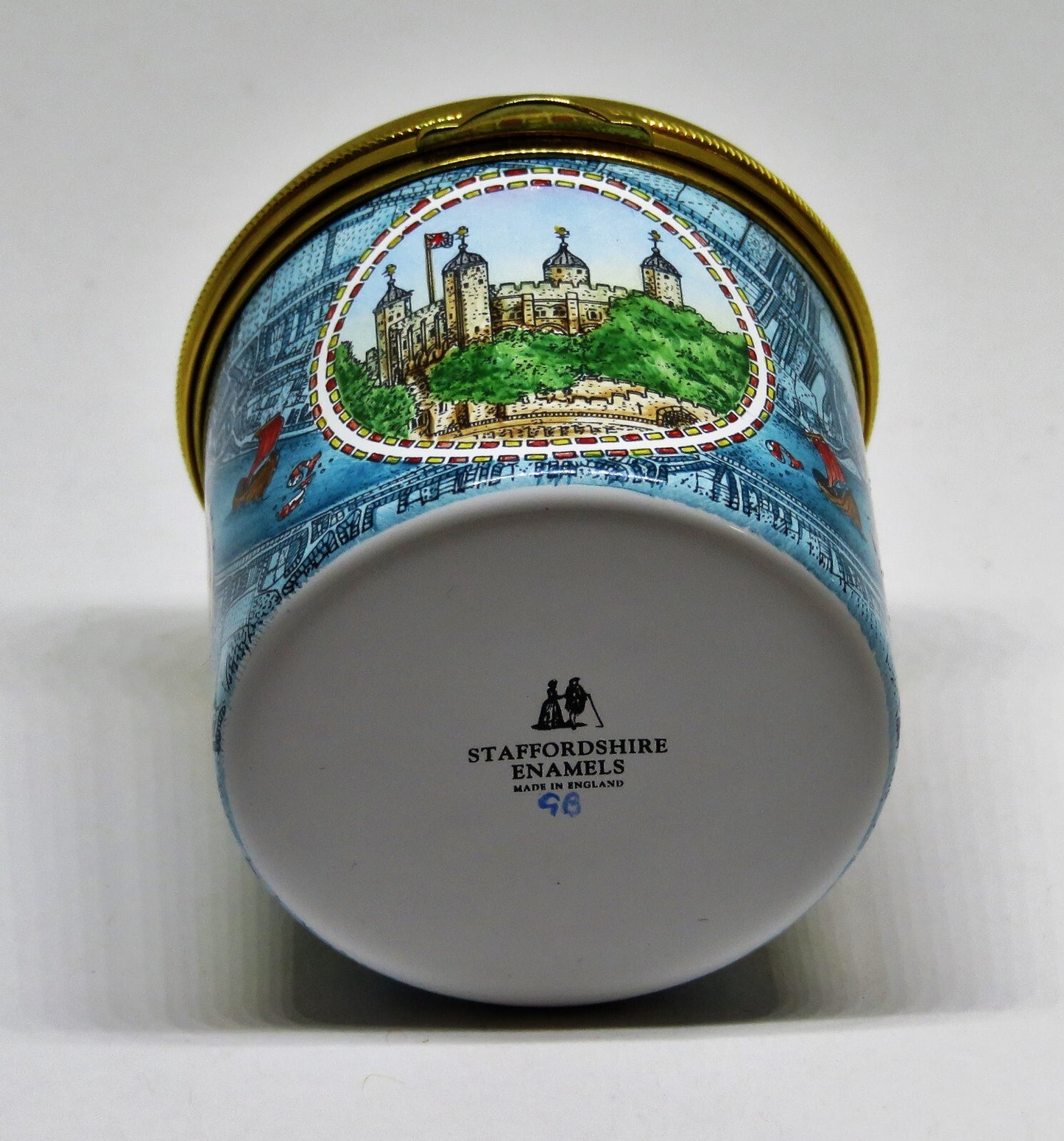 STAFFORDSHIRE ENGLISH ENAMEL BOX - LONDON LANDMARKS - TOWER OF LONDON - BIG BEN