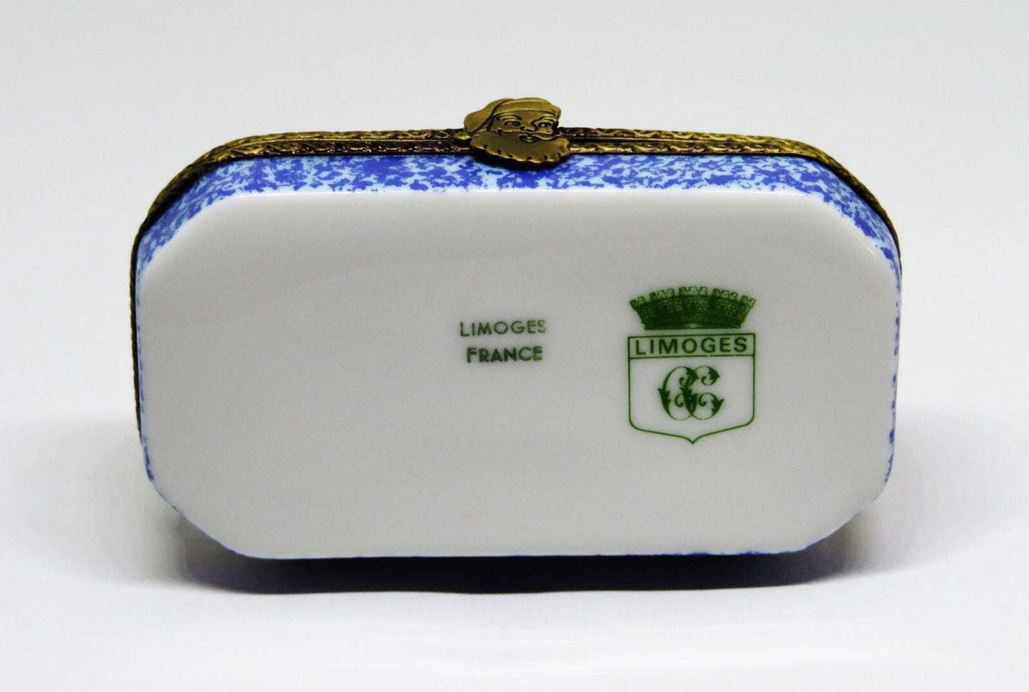 LIMOGES FRANCE BOX - OLD WORLD SANTA CLAUS & CRESCENT MOON - "MERRY CHRISTMAS"