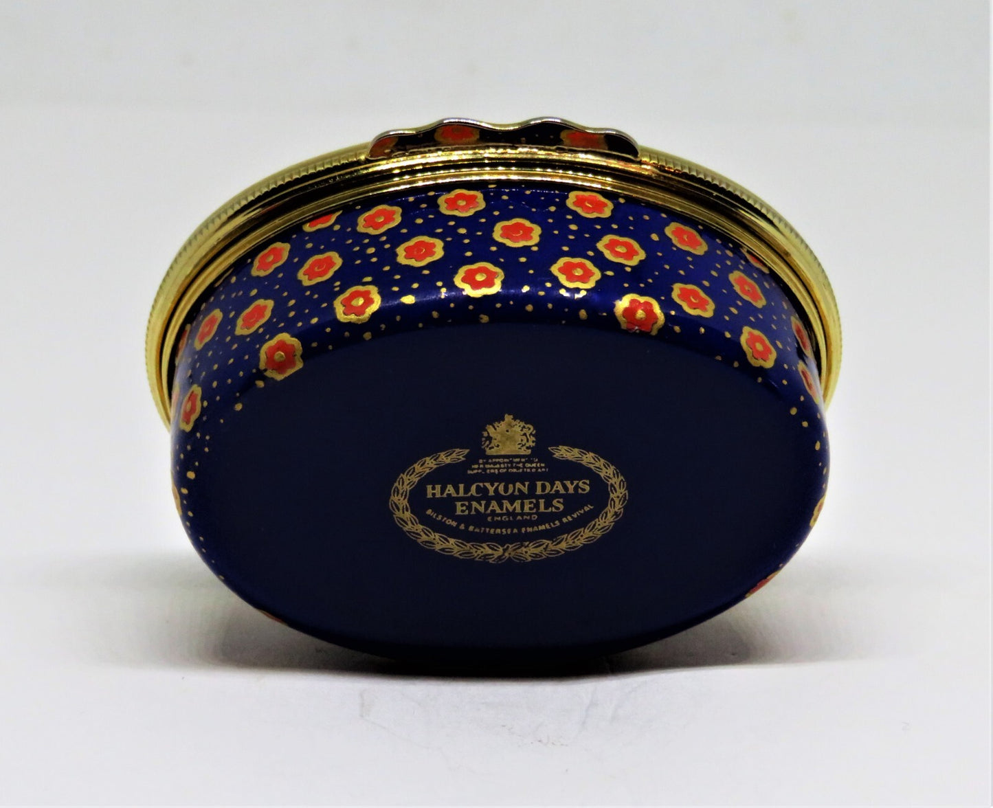 HALCYON DAYS ENAMEL BOX - "LOVE" - RED & GOLD FLOWERS - ANNIVERSARY - BIRTHDAY