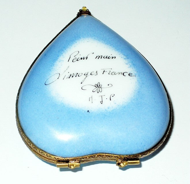 LIMOGES FRANCE BOX - PATRIOTIC HEART - STATUE OF LIBERTY & U. S. FLAG - NEW YORK