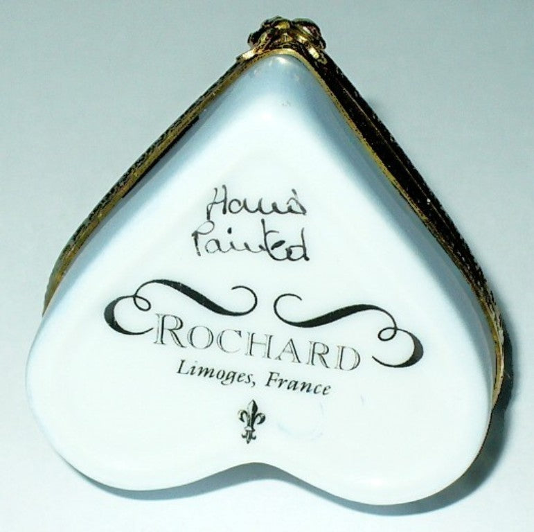 LIMOGES FRANCE BOX - ROCHARD - BLUE HEART & WHIMSICAL MOUSE - BABY TEETH - MICE