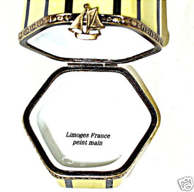 LIMOGES FRANCE  BOX ~ YELLOW LEAD PENCIL ~ SCHOOL SUPPLIES ~ PEINT MAIN