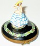 LIMOGES FRANCE BOX ~ SOUTHERN BELLE ~ LADY & FLOWERS ~ HOOPS & HAT ~PEINT MAIN