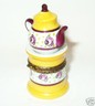 LIMOGES FRANCE BOX ~ PV ~ ROSE TEAPOT & WARMING STAND ~ TEA POT ~ PEINT MAIN