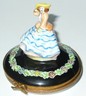 LIMOGES FRANCE BOX ~ SOUTHERN BELLE ~ LADY & FLOWERS ~ HOOPS & HAT ~PEINT MAIN