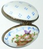 LIMOGES FRANCE BOX~ VINTAGE FLORAL EASTER EGG & FLOWER BASKET ~ROSES~ PEINT MAIN