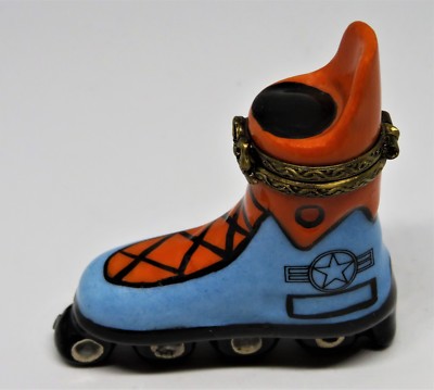 LIMOGES FRANCE BOX~ ROLLER SKATE ~ROLLERBLADE~ INLINE SKATE ~SPORTS~ PEINT MAIN