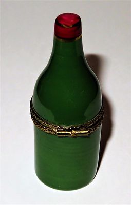 LIMOGES FRANCE BOX ~ CHATEAU FRONSAC FRENCH WINE BOTTLE ~ GRAPES ~ PEINT MAIN