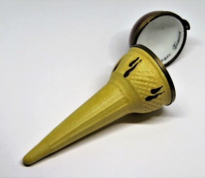 LIMOGES FRANCE BOX ~ CHAMART ~ CHOCOLATE ICE CREAM CONE & DRIPS ~ PEINT MAIN