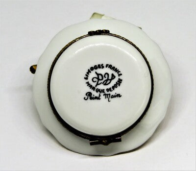 LIMOGES FRANCE BOX - PARRY-VIEILLE - RASPBERRY TART & SPOON ON A PLATE - PASTRY