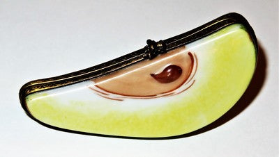 LIMOGES FRANCE BOX~ LAGLORIETTE ~ GREEN PEAR SLICE ~BEE~ FRUITS ~PEINT MAIN~ MIB