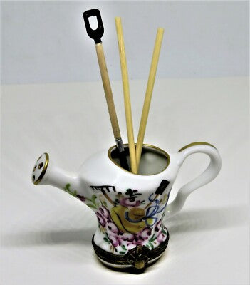 LIMOGES FRANCE BOX - CHAMART EXCLUSIF - WATERING CAN & GARDENING TOOLS - ROSES