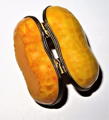 LIMOGES FRANCE BOX ~ CHAMART ~ TEXTURED PEANUT SHELL & PEANUTS ~ DECOR MAIN