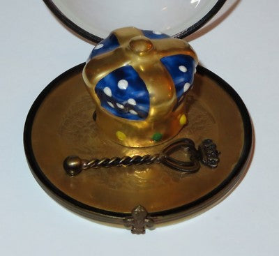 LIMOGES FRANCE BOX - KING OF MARDI GRAS CROWN & SCEPTER IN A CRYSTAL DOME - GR