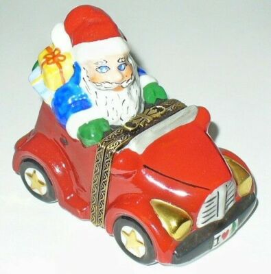 LIMOGES BOX - CHRISTMAS - CHRISTOPHER RADKO -SANTA CLAUS- JOLLY JALOPY CAR - MIB