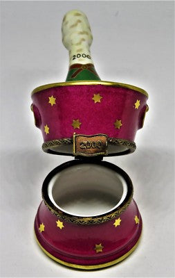 LIMOGES BOX - ELDA - BRUT CHAMPAGNE BOTTLE IN ICE BUCKET & GLASS FLUTES