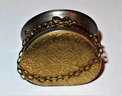 LIMOGES FRANCE BOX- GOLD INCRUSTATION PURSE & CHAIN - LEAF & SCROLL DESIGN - BAG