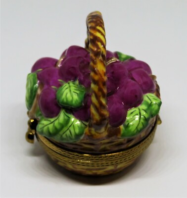 LIMOGES FRANCE BOX - MARQUISE DE POMPADOUR - 'WICKER' CHERRY BASKET - CHERRIES