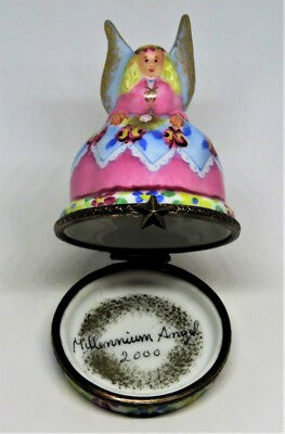 LIMOGES FRANCE BOX ~ LIMOGES IMPORTS ~ MILLENNIUM ANGEL ~LE 232/2000~ PEINT MAIN