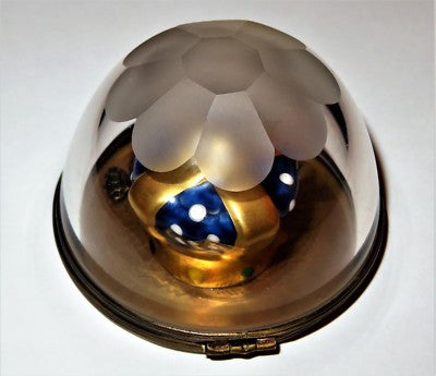 LIMOGES FRANCE BOX - KING OF MARDI GRAS CROWN & SCEPTER IN A CRYSTAL DOME - GR
