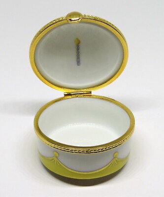 LIMOGES BOX - TIFFANY & CO. - LE TALLEC - BIRTHDAY CAKE & CANDLE - SWAGS & ROSES