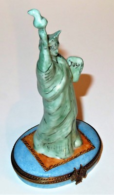 LIMOGES BOX~ STATUE OF LIBERTY ~NEW YORK CITY~ US FLAG & WHITE HOUSE ~PEINT MAIN