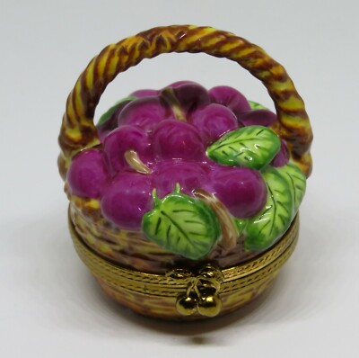 LIMOGES FRANCE BOX - MARQUISE DE POMPADOUR - 'WICKER' CHERRY BASKET - CHERRIES