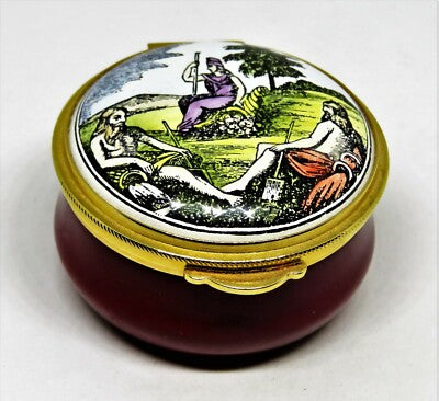 STAFFORDSHIRE ENGLISH ENAMEL BOX - COLONIAL SEAL OF GEORGIA -1732- LORD & TAYLOR
