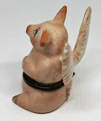 LIMOGES FRANCE BOX - ANGEL PIG - PINK PIG & WINGS - "WHEN PIGS FLY" - FLYING PIG
