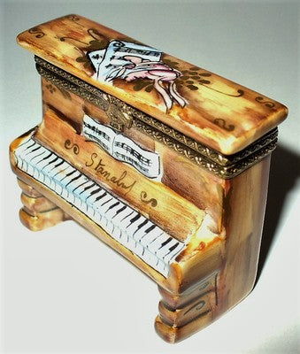 LIMOGES BOX ~UPRIGHT PIANO~ BALLERINA & SHEET MUSIC ~BALLET SLIPPERS~ PEINT MAIN