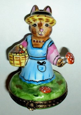 LIMOGES BOX - EASTER - GARDENING BUNNY & FLOWERS & CARROT - RABBIT