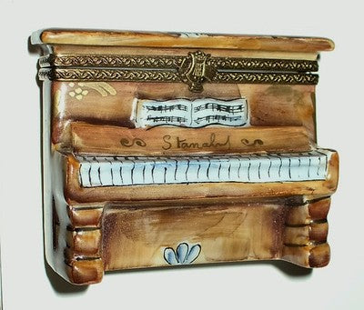 LIMOGES BOX ~UPRIGHT PIANO~ BALLERINA & SHEET MUSIC ~BALLET SLIPPERS~ PEINT MAIN